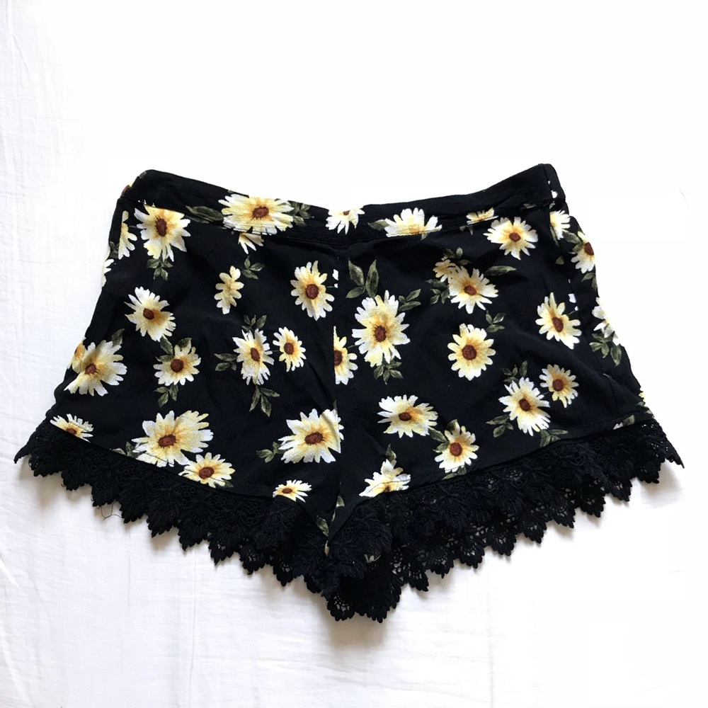 Black/yellow floral shorts